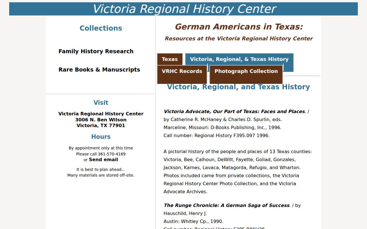 Victoria city directory holdings listed by the UHV Regional History Center
