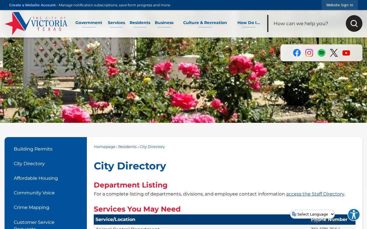 Victoria residents directory city service contacts